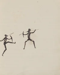 Kwatkwat-Volk - (Aborigines kämpfen mit Speeren und Schilden) Skizzenbuch, hauptsächlich über die Aktivitäten von Aborigines und Wh...